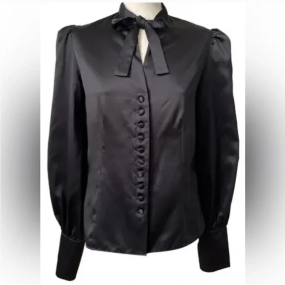 Tom Ford Black Satin Button-Down Blouse - Picture 1 of 11